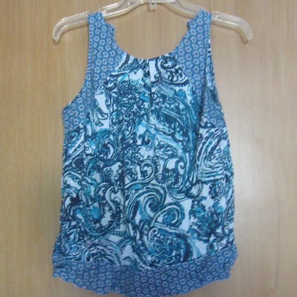 TOMMY HILFIGER Women's Sleeveless Pullover Top Size S/P Blue Pattern --- - Picture 3 of 9
